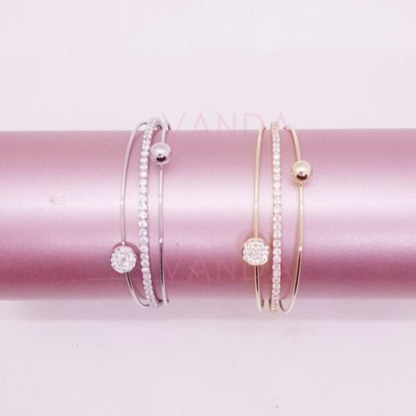 Pulsera Ajustable de Strass y Cubic / B-20151