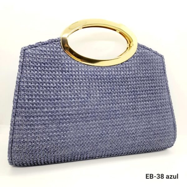 Cartera Mediana de Rafia con Manija Dorada / EB-38