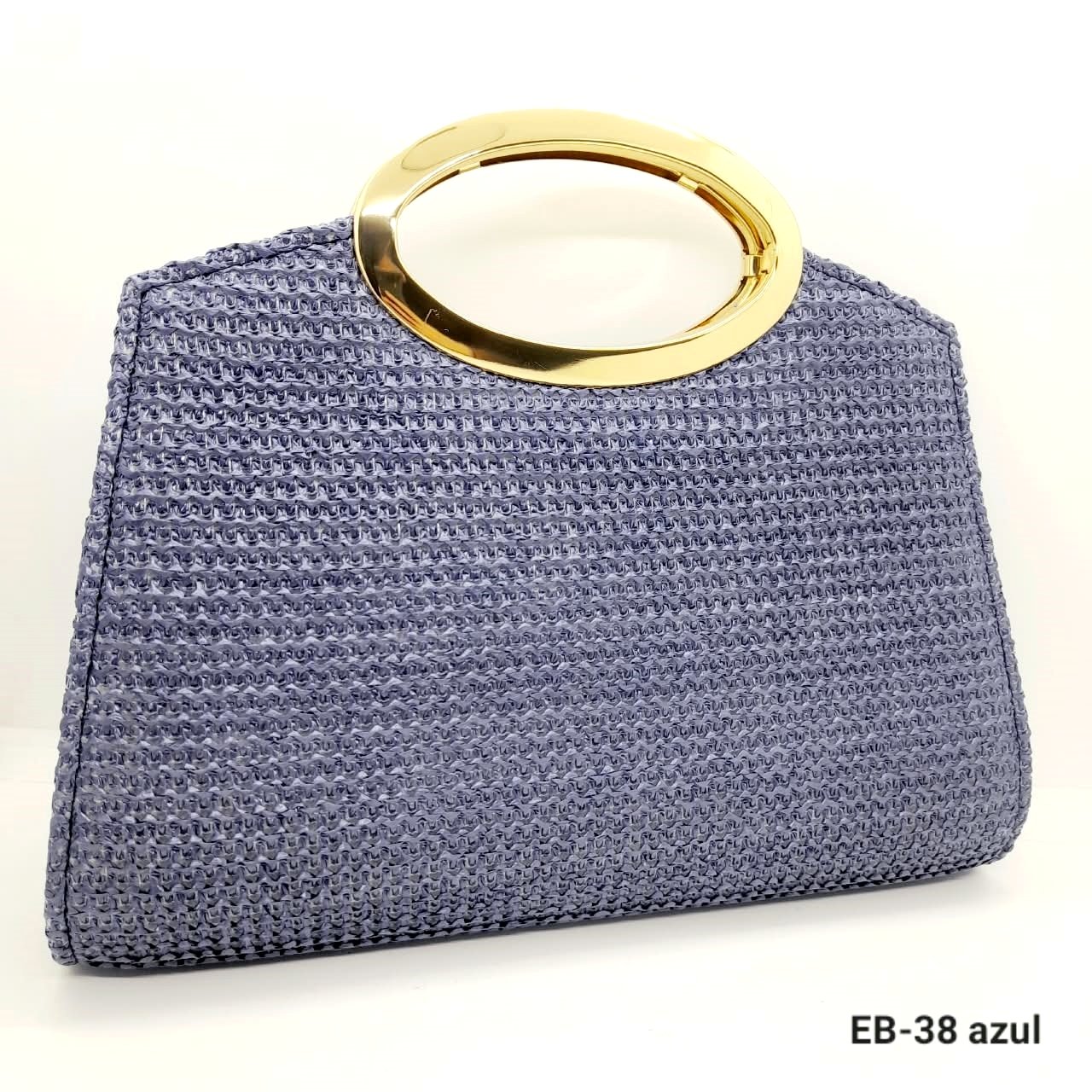 Cartera Mediana de Rafia con Manija Dorada / EB-38