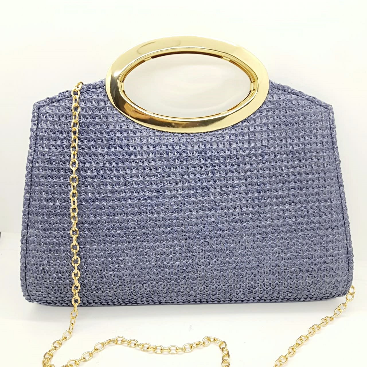 Cartera Mediana de Rafia con Manija Dorada / EB-38 - Imagen 2