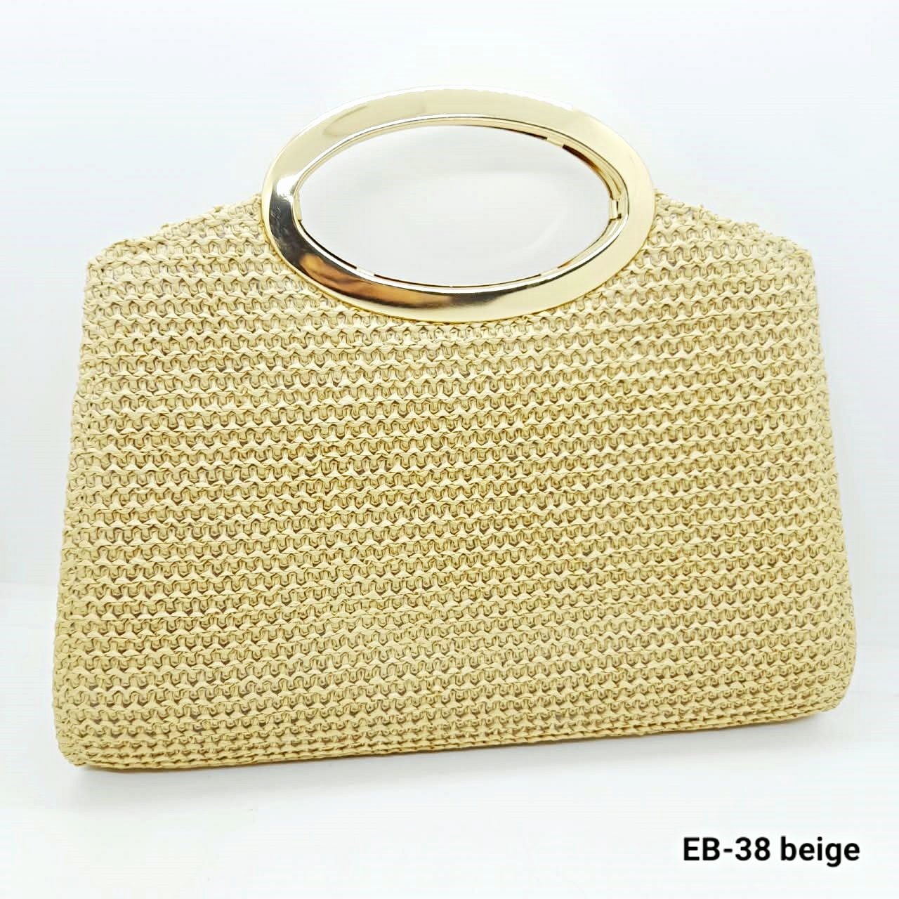 Cartera Mediana de Rafia con Manija Dorada / EB-38 - Imagen 4