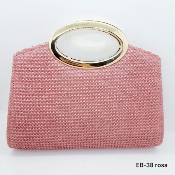 Cartera Mediana de Rafia con Manija Dorada / EB-38 - Imagen 3